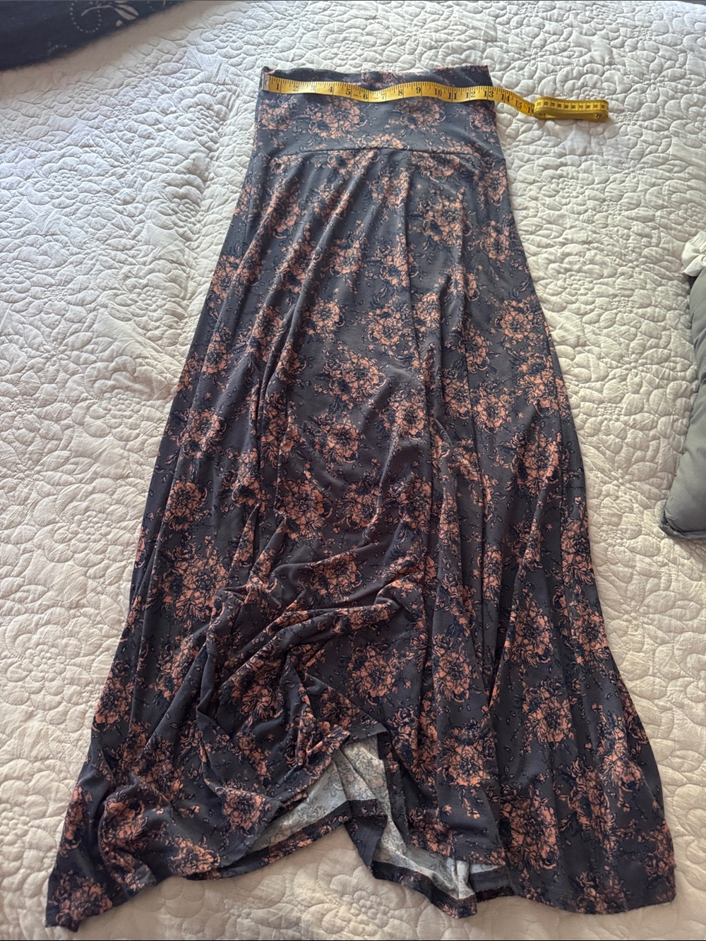 LuLaRoe Navy Maxi Skirt with Dusty Pink Floral Print